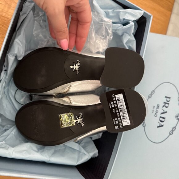 NWT Prada Platform Sandals Metallic Silver Saffiano Leather Crisscross Strap - Picture 11 of 11